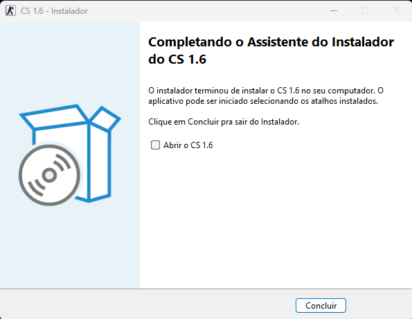 Tela final do instalador do CS 1.6 com o botão Concluir